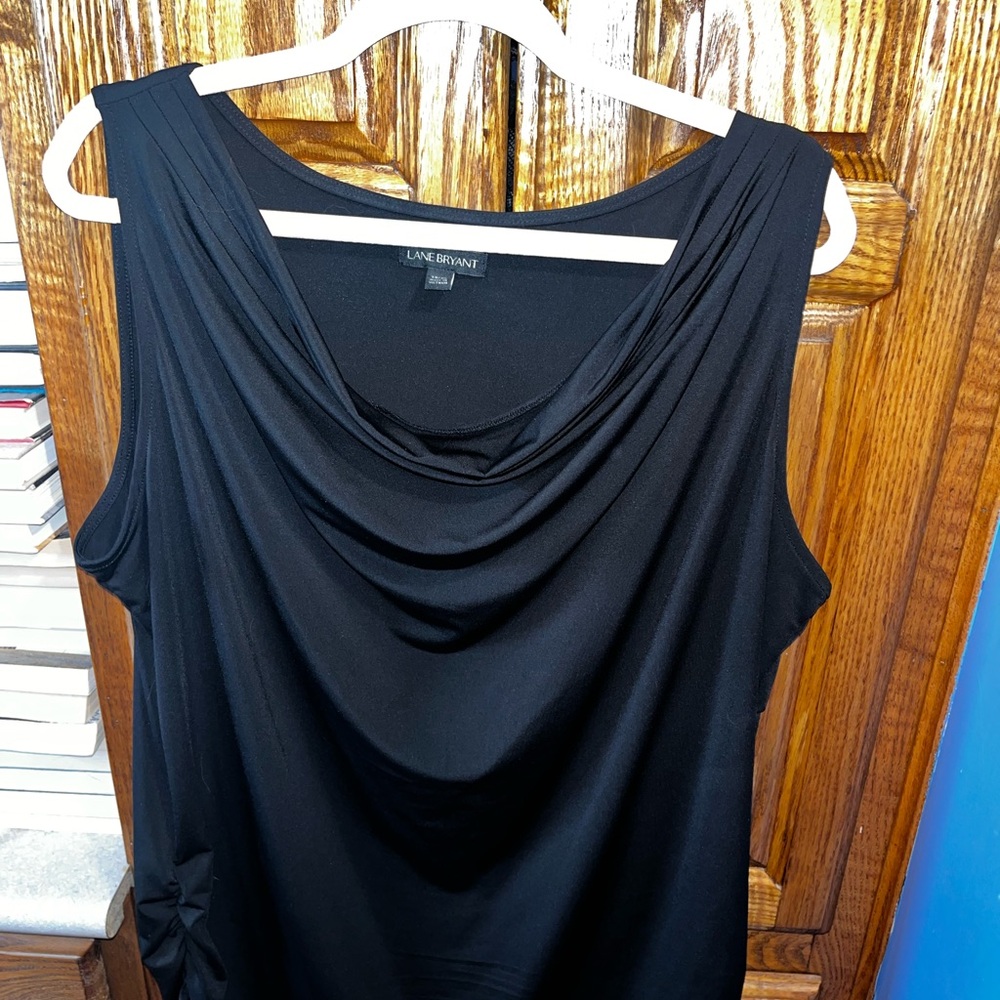 Lane Bryant Black Draped Sleeveless Top